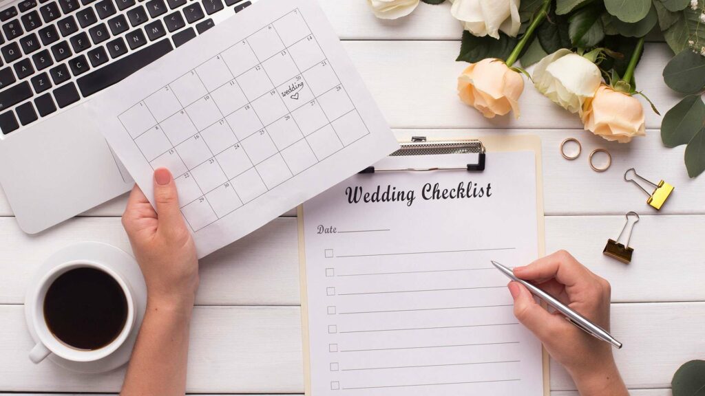 A picture of a wedding checklist sheet